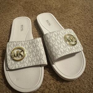 Michael Kors Cream and Gold Slide Sandals